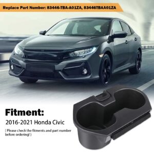 Cup Holder Insert for Honda Civic Cup Holder 2016 2017 2018 2019 2020 2021 Honda Civic Accessories Lx Ex Si Sport Hatchback Center Console Drink Cup Holder 83446-TBA-A01ZA Black