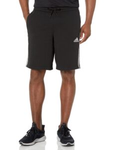 adidas men's tall size essentials fleece 3-stripes shorts, black/white, x-large