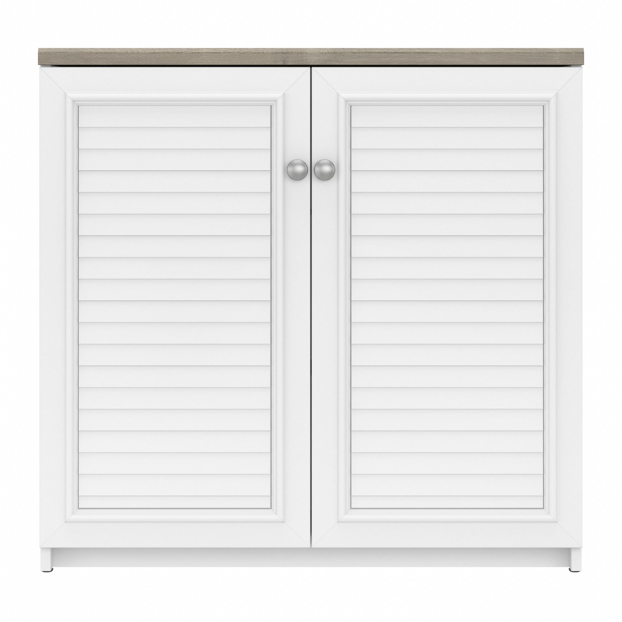 Bush Fairview 30.71-Inch Small Storage Cabinet with 3 Shelves, Shiplap Gray/Pure White (WC53696-03)