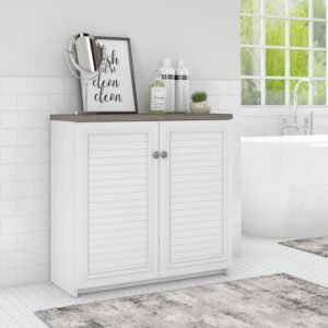 Bush Fairview 30.71-Inch Small Storage Cabinet with 3 Shelves, Shiplap Gray/Pure White (WC53696-03)