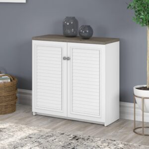 Bush Fairview 30.71-Inch Small Storage Cabinet with 3 Shelves, Shiplap Gray/Pure White (WC53696-03)