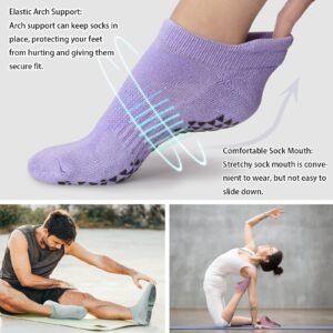 Hylaea Womens Non Slip Socks for Yoga Pilates Hospital Barre kickboxing, Grips on Bottom, Ankle,Cushion Padded, Small Medium