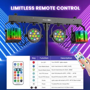 Yuusei DJ Lights with Stand, RGB Party Bar Light Set, Sound Activated Stage Lighting System, DMX and Remote Control, Portable Gig Bars Light with Stand and Bag