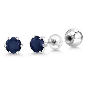 Gem Stone King Pure PT950 Platinum 950 Six Prong 6MM Round Gemstone Birthstone Stud Earrings For Women