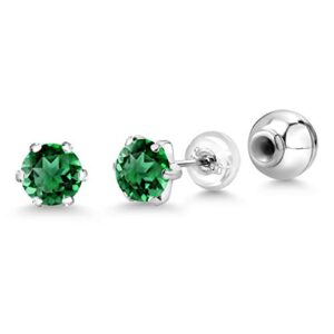 Gem Stone King Pure PT950 Platinum 950 Six Prong 6MM Round Gemstone Birthstone Stud Earrings For Women