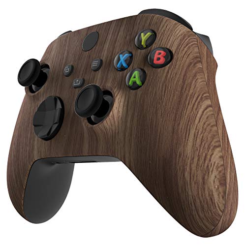 eXtremeRate Side Rails Grips Shell for Xbox Core Wireless Controller, Wood Grain Replacement Part Front Housing Cover Handles Faceplate for Xbox Series X & S Controller [Controller Excluded]