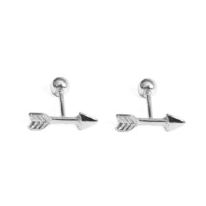 18g arrow cartilage stud earrings sterling silver 925 for women men minimalist helix tragus small earring studs ear piercing barbell bar screw back ball jewelry gifts sensitive ears (silver)