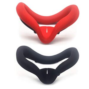 Silicone Cover Eye Pad for Oculu Quet 2 face Cushion Cover Sweatproof Lightproof VR Accessories (Black+Red)