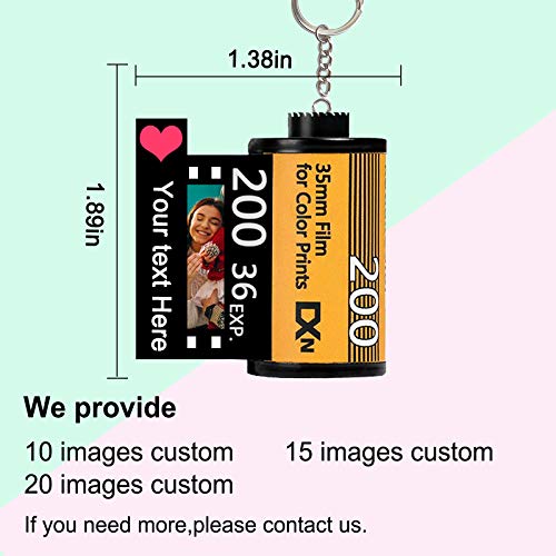 GIFTSDIY Custom Camera Film Roll Keychain,Camera Photo Roll Keychain with Reel Album 10 Pictures