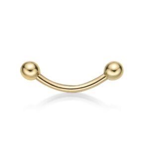 lavari jewelers 16 gauge curved barbell eyebrow stud for women - 14k yellow gold stud ring - 3/8 inches body jewelry - unisex stud hypoallergenic piercing jewelry - 16g body piercing for men