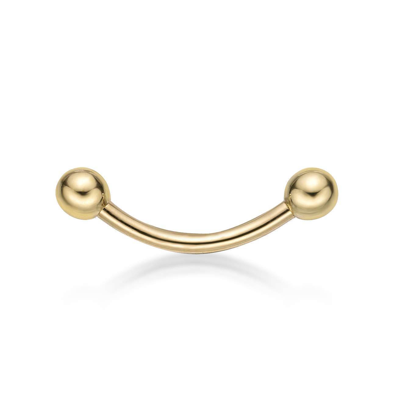 Lavari Jewelers 16 Gauge Curved Barbell Eyebrow Stud for Women - 14k Yellow Gold Stud Ring - 3/8 Inches Body Jewelry - Unisex Stud Hypoallergenic Piercing Jewelry - 16G Body Piercing for Men