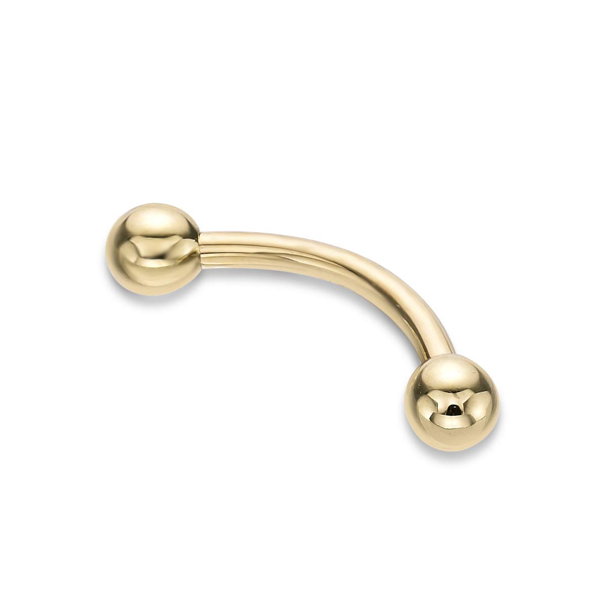 Lavari Jewelers 16 Gauge Curved Barbell Eyebrow Stud for Women - 14k Yellow Gold Stud Ring - 3/8 Inches Body Jewelry - Unisex Stud Hypoallergenic Piercing Jewelry - 16G Body Piercing for Men