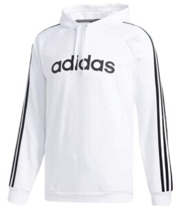 adidas mens essentials 3-stripes pullover hoodie white/black