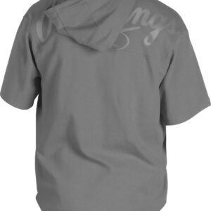 Rawlings Gold Collection Adult 1/4 Zip Short Sleeve Batting Practice Hooded Jacket, Blue Grey, Large