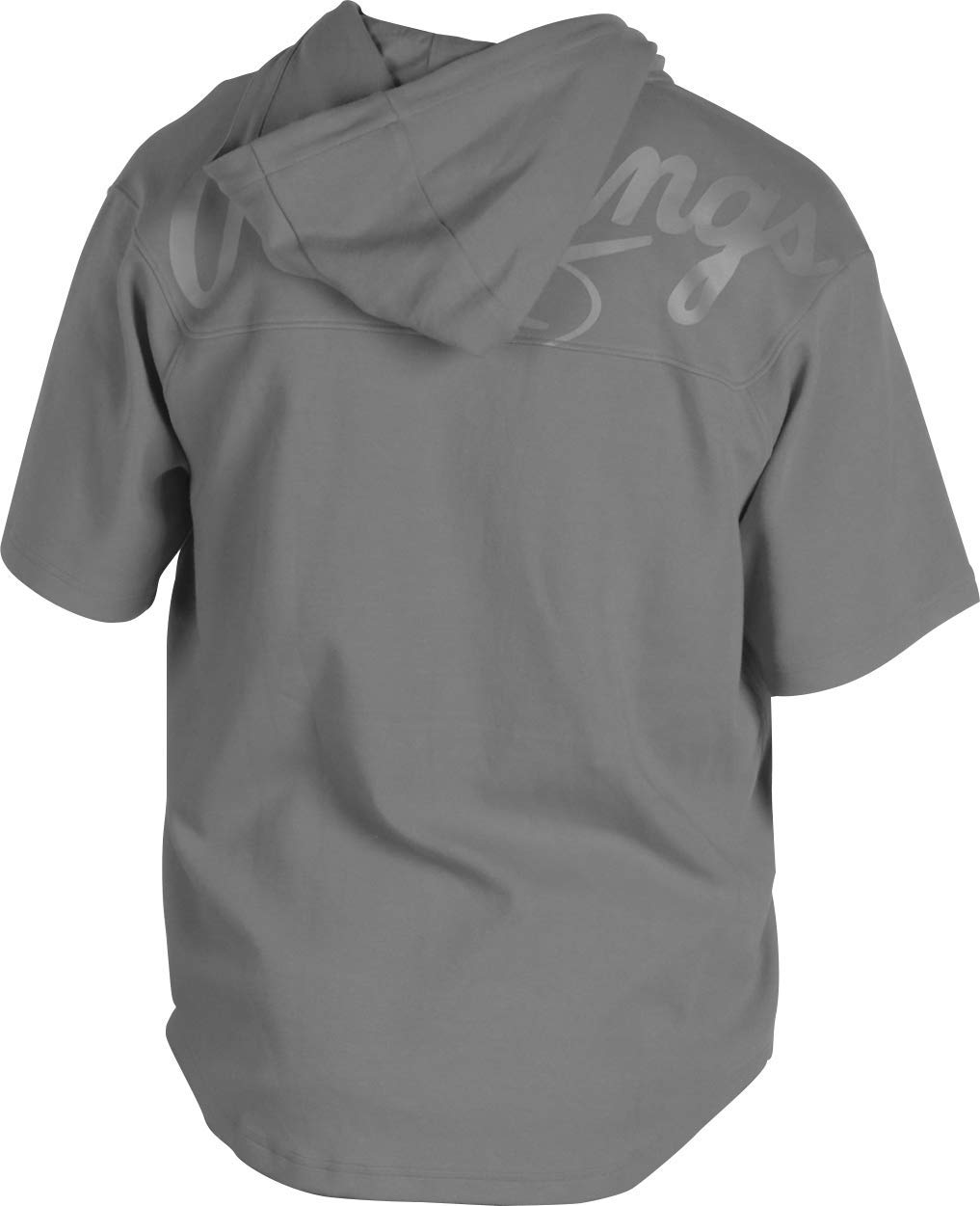 Rawlings Gold Collection Adult 1/4 Zip Short Sleeve Batting Practice Hooded Jacket, Blue Grey, Large