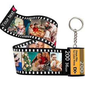 giftsdiy custom camera film roll keychain,camera photo roll keychain with reel album 10 pictures