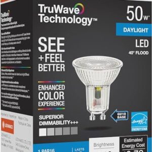 Sylvania LED TruWave Natural Series PAR16 Light Bulb, 50W Equivalent Efficient 6W, GU10 Bi-Pin Base, Dimmable, 5000K, Daylight - 1 Pack (40933)