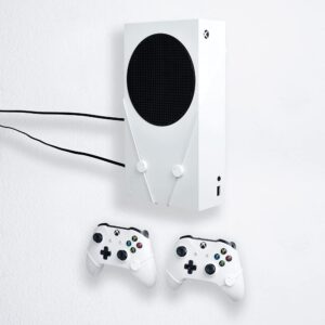 Xbox Series S & Controllers Wall Mount by FLOATING GRIP - Mounting Bundle for Hanging Consoles 2 Controllers - Strong & Slim Ropes - Effective Ventilation, Cable Management, Easy-to-Install System