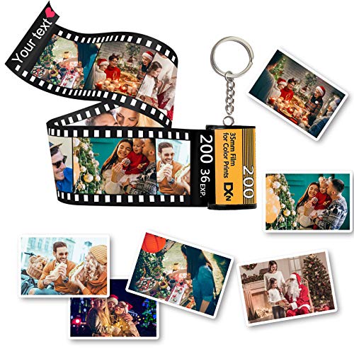 GIFTSDIY Custom Camera Film Roll Keychain,Camera Photo Roll Keychain with Reel Album 10 Pictures