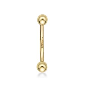 Lavari Jewelers 16 Gauge Curved Barbell Eyebrow Stud for Women - 14k Yellow Gold Stud Ring - 3/8 Inches Body Jewelry - Unisex Stud Hypoallergenic Piercing Jewelry - 16G Body Piercing for Men