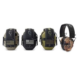 Walker's Razor Slim Shooter Electronic Hunting Folding Hearing Protection Earmuffs w/ 23dB Noise Reduction & Sound Amplification, Tan Patriot (4 Pack)