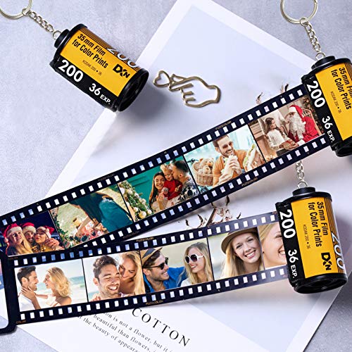 GIFTSDIY Custom Camera Film Roll Keychain,Camera Photo Roll Keychain with Reel Album 10 Pictures