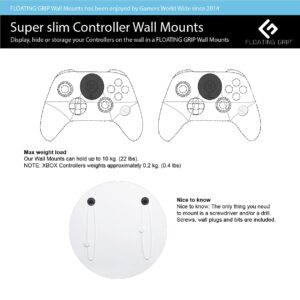 Xbox Series S & Controllers Wall Mount by FLOATING GRIP - Mounting Bundle for Hanging Consoles 2 Controllers - Strong & Slim Ropes - Effective Ventilation, Cable Management, Easy-to-Install System