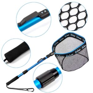 YVLEEN Floating Fishing Net - Folding Fishing Landing Net with Rubber Coating Mesh for Easy Fish Catch and Release, Fishing Net for Freshwater and Saltwater