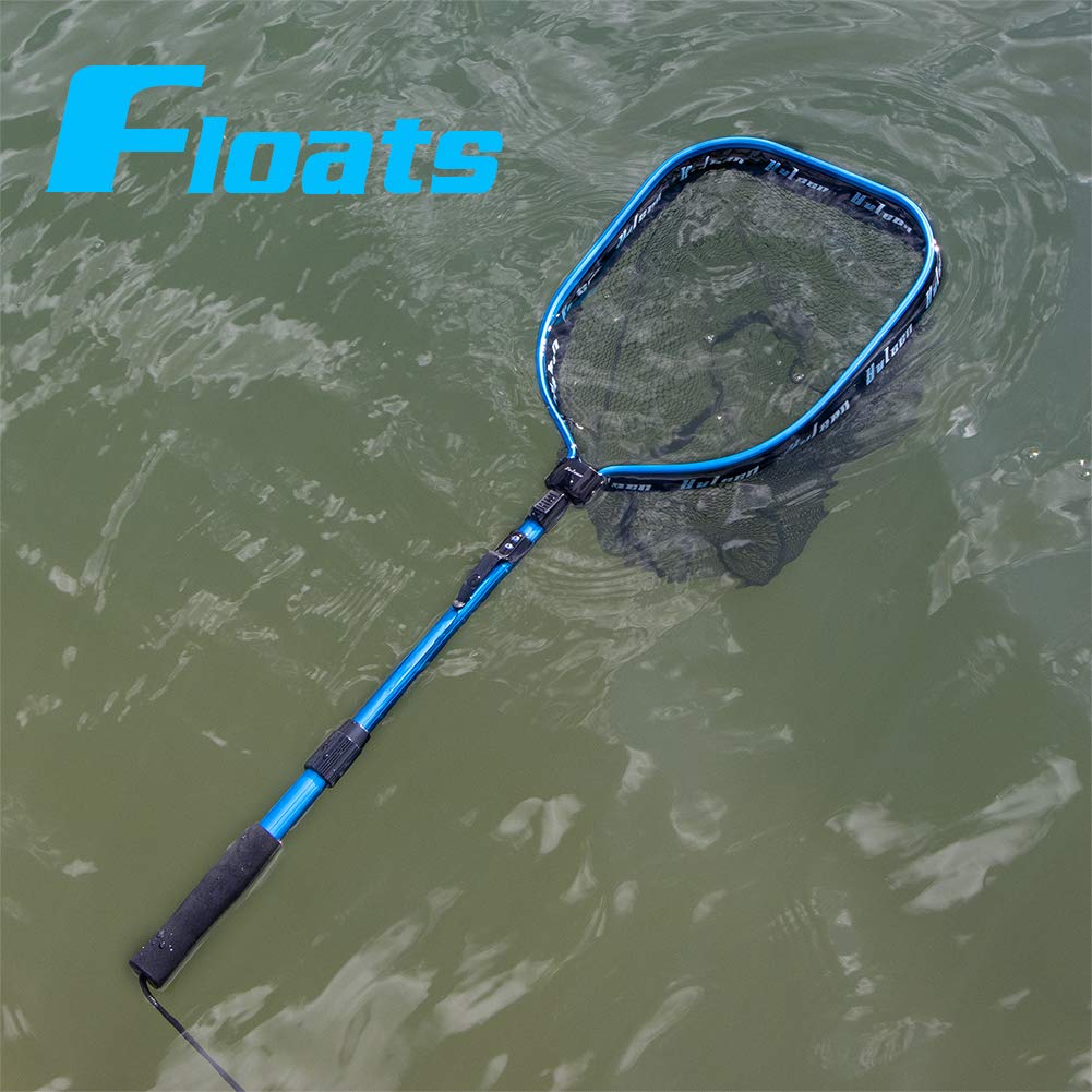 YVLEEN Floating Fishing Net - Folding Fishing Landing Net with Rubber Coating Mesh for Easy Fish Catch and Release, Fishing Net for Freshwater and Saltwater