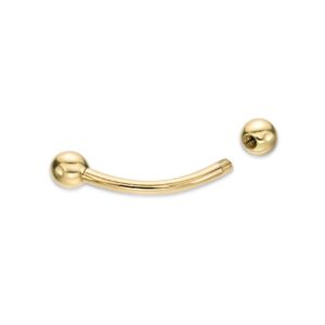 Lavari Jewelers 16 Gauge Curved Barbell Eyebrow Stud for Women - 14k Yellow Gold Stud Ring - 3/8 Inches Body Jewelry - Unisex Stud Hypoallergenic Piercing Jewelry - 16G Body Piercing for Men