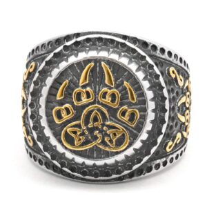 gungneer stainless steel celtic knot bear paw ring viking berserker bear spirit ring norse pagan protection jewelry men women