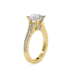 Certified Solitaire Engagement Ring Studded with 0.57 Ct IJ-SI Side Round Natural & 2.34 Ct G-VS2 Round Moissanite Diamond in 18K White/Yellow/Rose Gold for Women on Her Birthday