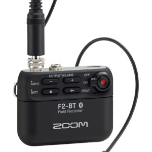 Zoom F2-BT Lavalier Recorder with Bluetooth, 32-Bit Float Recording, Audio for Video, Wireless Timecode Synchronization, Records to SD, and Battery Powered with Included Lavalier Microphone