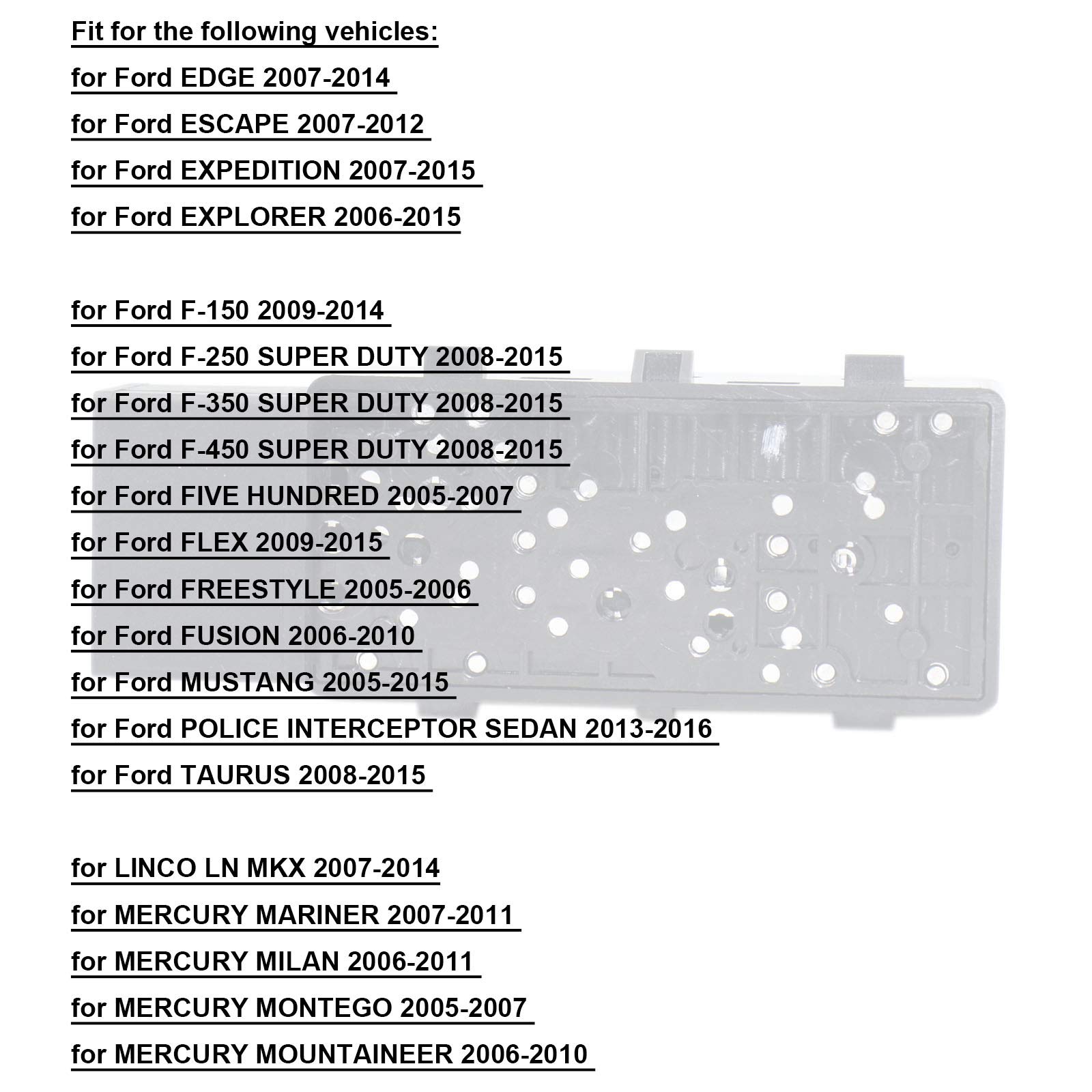 MOCW 6 Way Power Seat Adjust Switch Compatible with 2005-2015 Edge Escape Expedition Explorer Flex F150 F250 F350 F450 MKX Power Seat Switch Replace OE # PSW5, 9L3Z14A701A, 5F9T-14B709-AA, SW7258