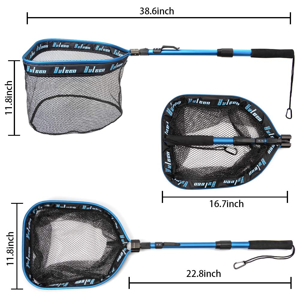 YVLEEN Floating Fishing Net - Folding Fishing Landing Net with Rubber Coating Mesh for Easy Fish Catch and Release, Fishing Net for Freshwater and Saltwater