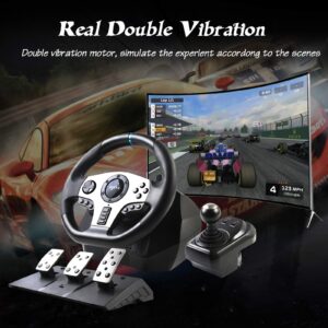 PXN V9 Game Racing Wheels,270°/900°PC Steering Whee With Pedals and Shifter,Support Vibration and Headset Function,for PC Xbox One, Xbox Series S/X,PS4, PS3,Switch