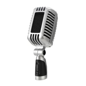 CAROL CLM-101 Classic Retro Dynamic Vocal Microphone - Old Vintage Style Supercardioid XLR Mic - Universal Stand Compatible - Live Performance, Studio Recording, Podcast w/Dual Capsules