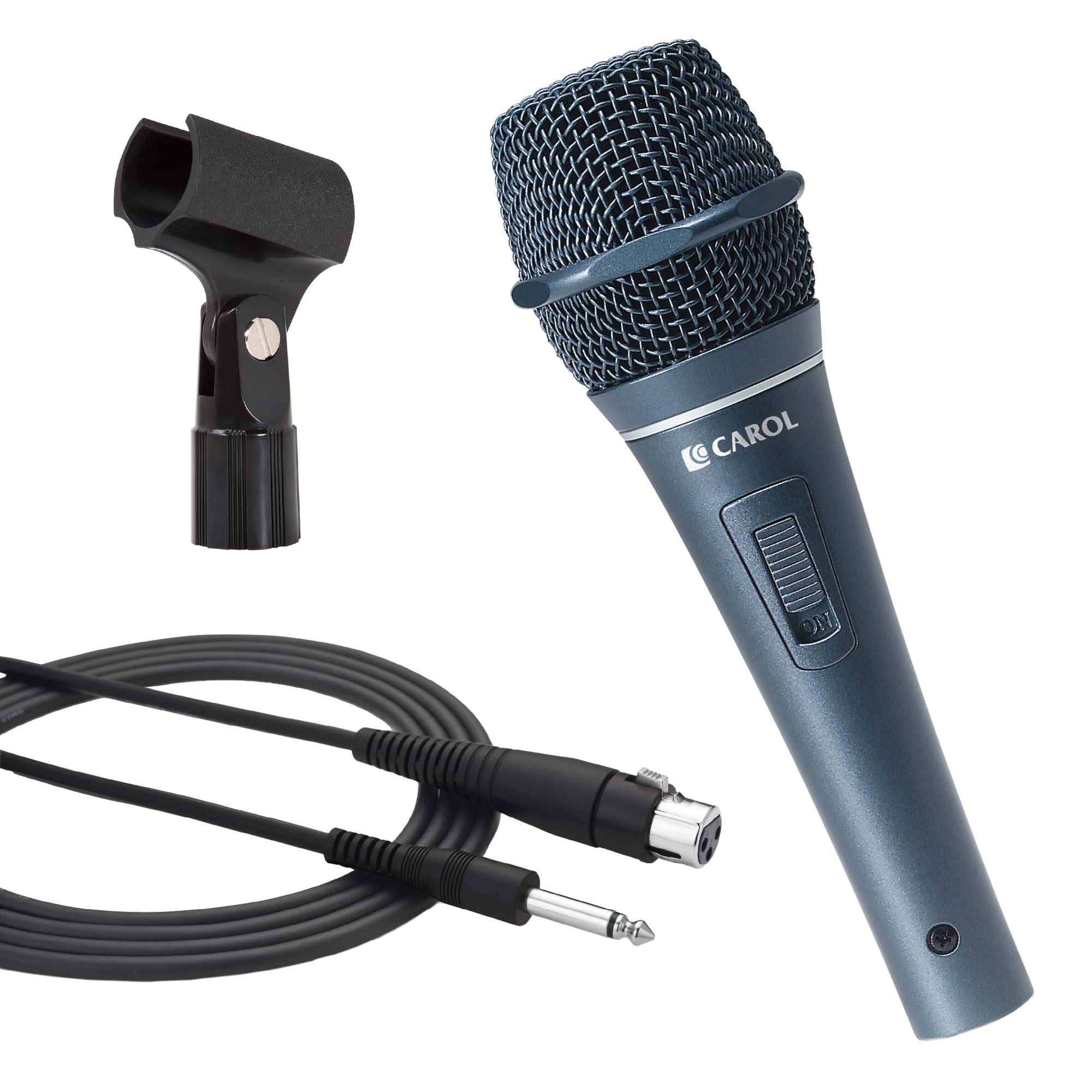 CAROL Dynamic Karaoke Microphone - Wired Microphone for Singing, Handheld Super-Cardioid Karaoke Mic, Microphone w/ 15ft Detachable XLR to 1/4" Cable and Mic Holder - Σ-Plus 3