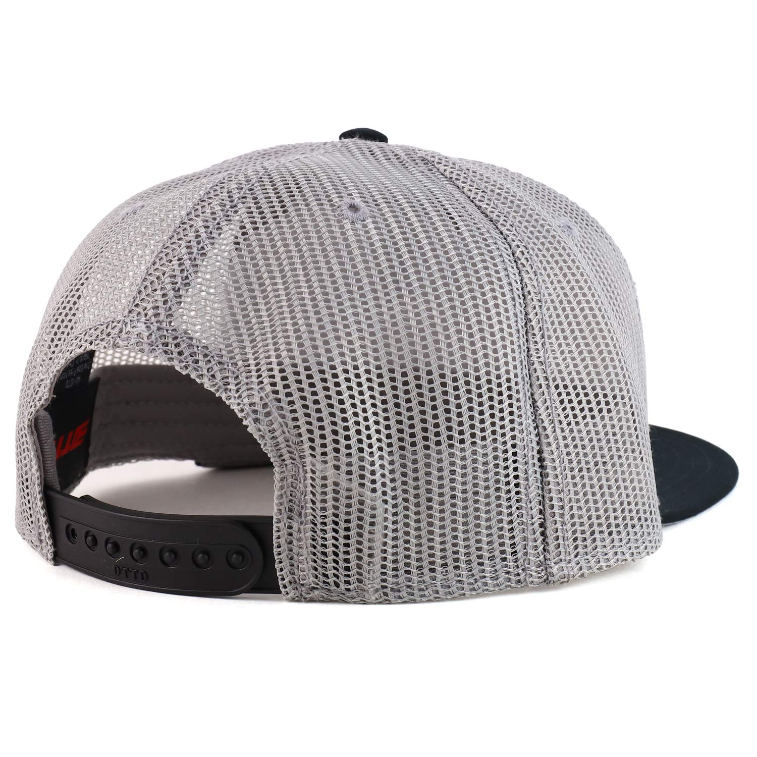 Armycrew Oversize XXL Black Grey USA Flag Patch Flatbill Mesh Snapback Cap - Grey Black - 2XL