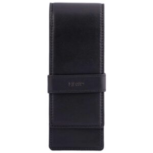 diloro leather triple pen case pencil pouch holder for three fountain ballpoint rollerball pens and pencils (black)