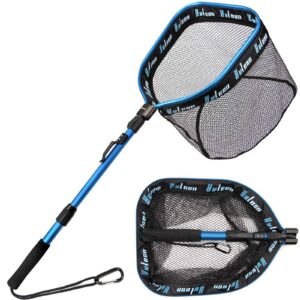 YVLEEN Floating Fishing Net - Folding Fishing Landing Net with Rubber Coating Mesh for Easy Fish Catch and Release, Fishing Net for Freshwater and Saltwater