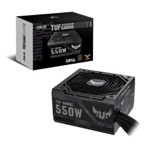 asus tuf gaming 550w bronze psu, power supply(axial-tech fan design, dual ball fan bearings, 0db technology, 80 plus bronze certification, 80cm 8-pin cpu connector, 6-year warranty)