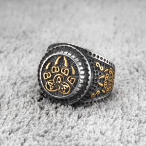 Gungneer Stainless Steel Celtic Knot Bear Paw Ring Viking Berserker Bear Spirit Ring Norse Pagan Protection Jewelry Men Women