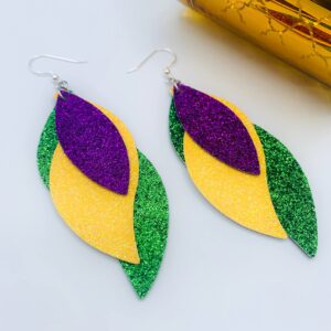 Mardi Gras Earrings for Women - New Orleans Earrings - Mardi Gras Jewelry Accessories (Faith)