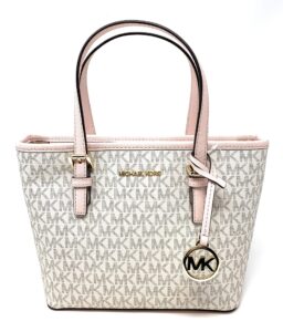 michael kors xs carry all jet set travel womens tote powder blush pvc