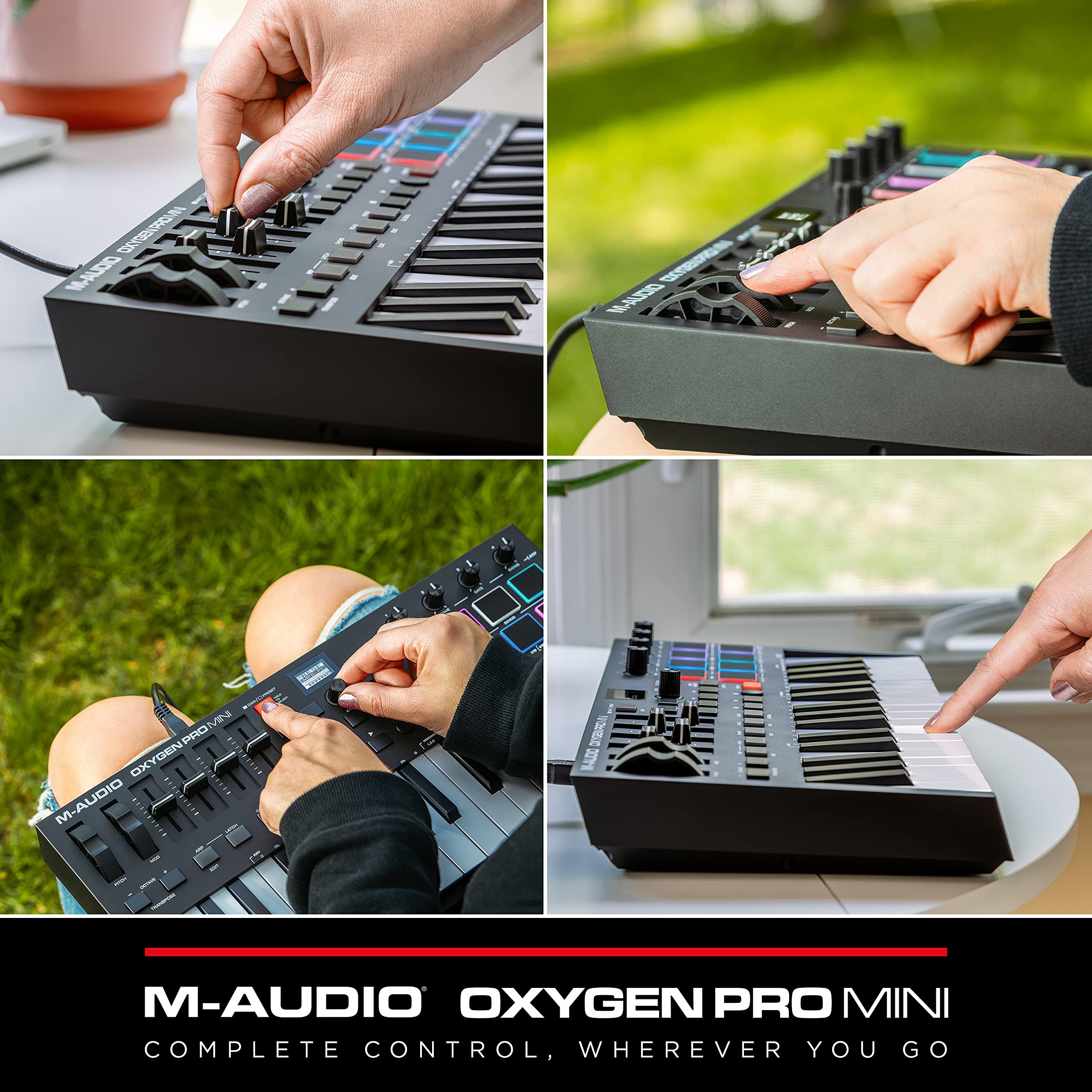 M-Audio Oxygen Pro Mini – 32 Key USB MIDI Keyboard Controller With Beat Pads, MIDI assignable Knobs, Buttons & Faders and Software Suite Included