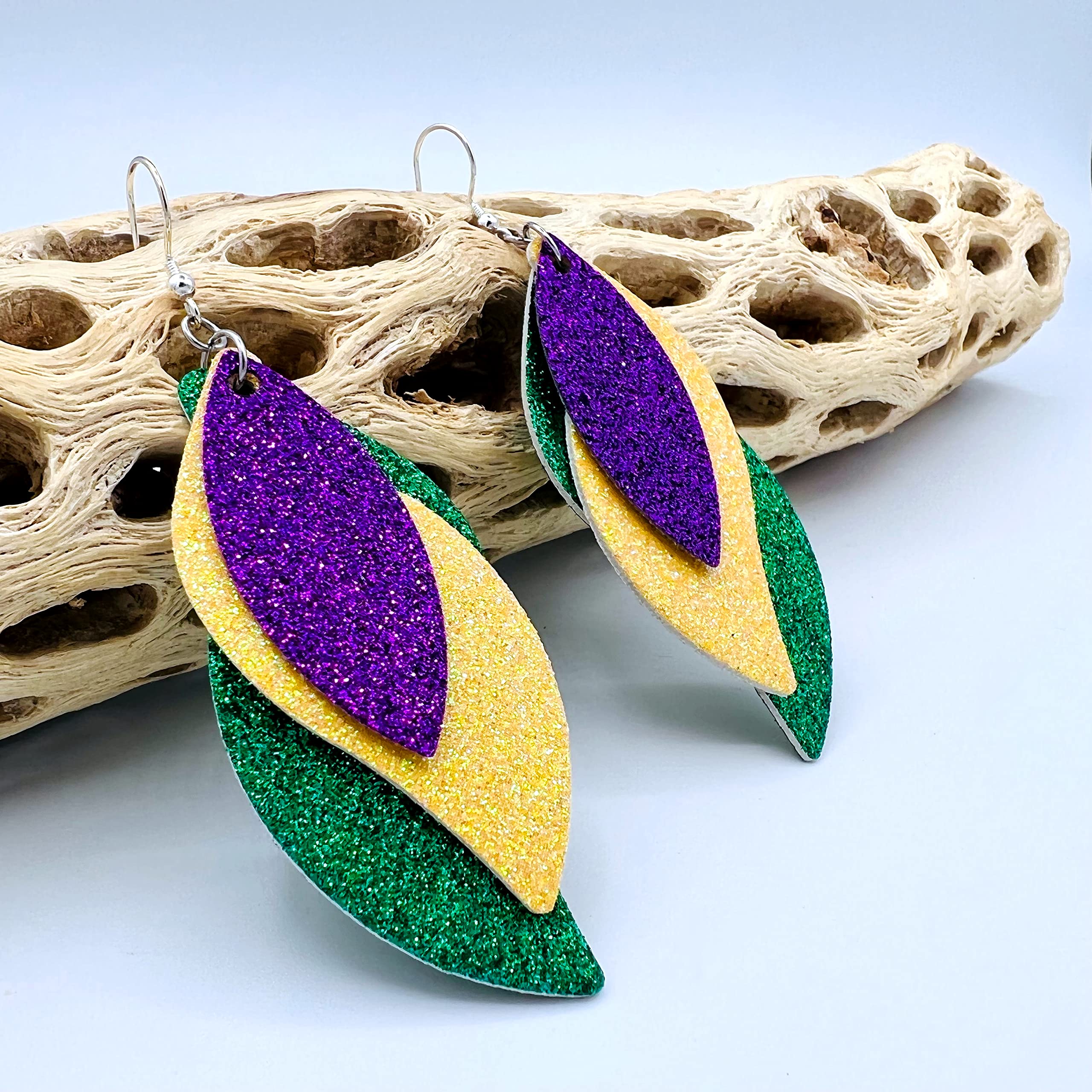 Mardi Gras Earrings for Women - New Orleans Earrings - Mardi Gras Jewelry Accessories (Faith)