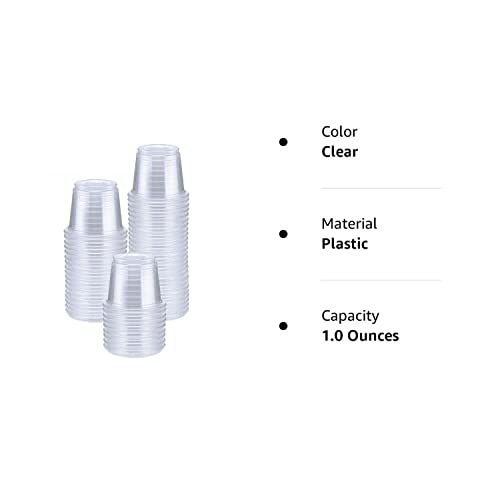 [400 Count -1oz] Disposable Plastic Shot Glasses,Clear Small Cups,Condiment Cups,CondimentsTasting, Sauce, Dipping, Samples Cups