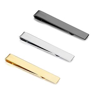 yadoca 3 pcs tie clips for men tie bar set necktie clips for wedding anniversary business black silver-tone gold-tone