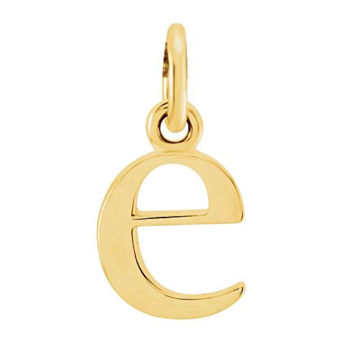 Solid 14k Yellow Gold Lowercase Alphabet Initial Letter E Charm Pendant Small (12mm x 4.7mm)